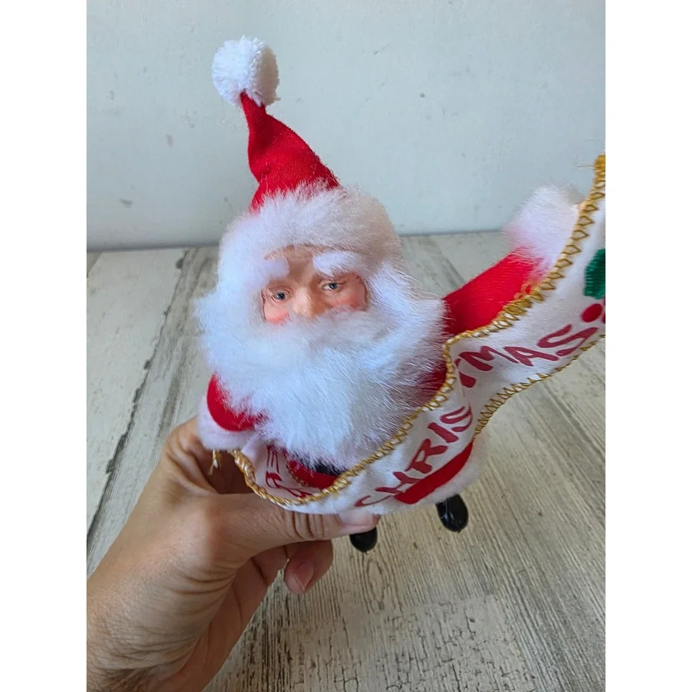 Plush Santa sign figurine unique village Xmas statue